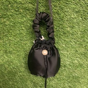 Zara satin pearl drawstring bag